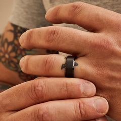 8mm Beveled Ring Set - Royal Black