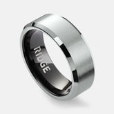 8mm Beveled Ring Set - Platinum