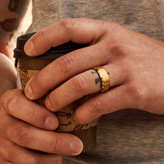 8mm Beveled Ring Set - 24K Gold