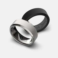 8mm Beveled Ring Set - Platinum - Tantalum Carbide