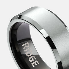 8mm Beveled Ring Set - Platinum