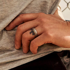 6mm Rounded Ring Set - Stonewashed Titanium