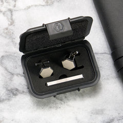 Tie Bar & Cufflinks Kit - Platinum