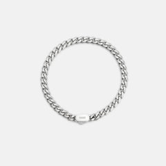 6mm Curb Bracelet - Platinum - Medium