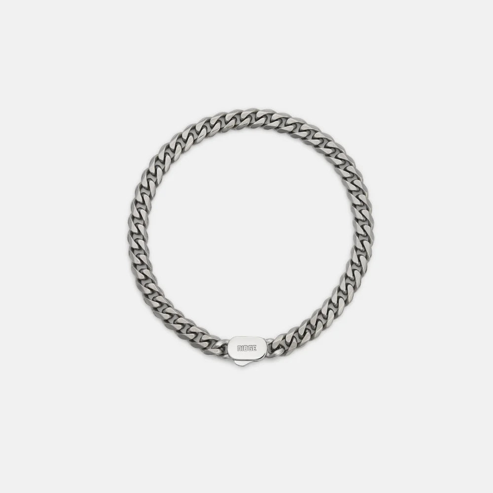 6mm Curb Bracelet - Titanium - Medium