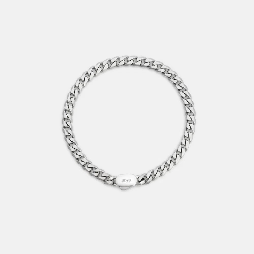 6mm Curb Bracelet - Platinum - Large