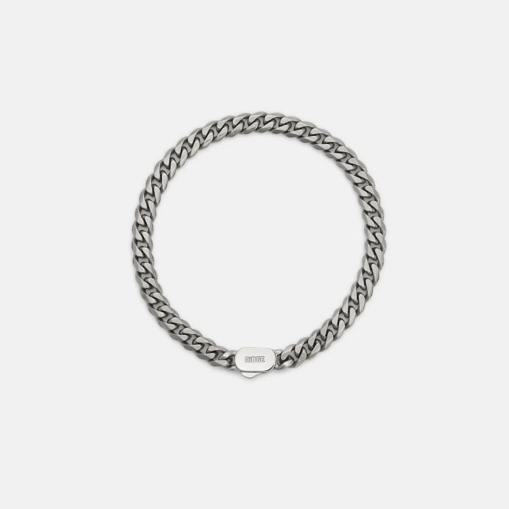 6mm Curb Bracelet - Titanium - Large